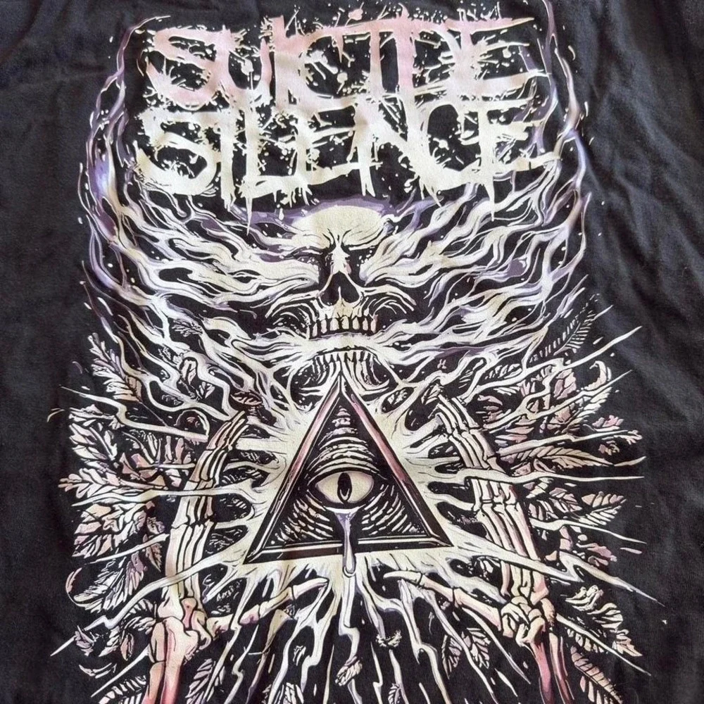 Suicide Silence‎ Band Tee Black Graphic T-Shirt Skull Eye Pyramid Unisex Metal